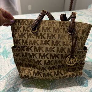 Michael Kors Tan and Brown Logo Tote